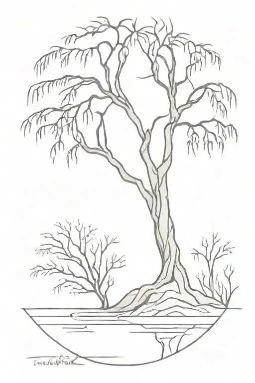 weeping willow tree tattoo design idea