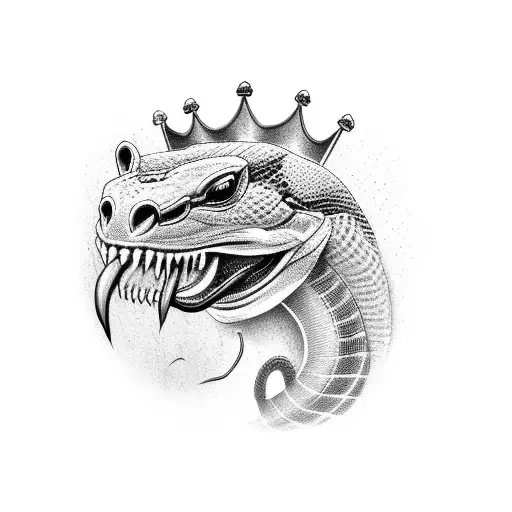 King Cobra with teeth and tongue out unique design tattoo design idea