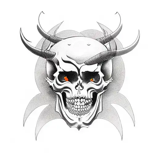 devil with skull tattoo design idea
