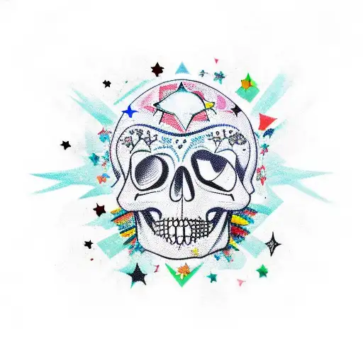 stars and skulls  tattoo design idea