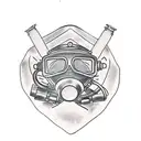 diving helmet, chest tattoo design idea