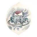 diving helmet, chest tattoo design idea