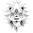 A lion with anime-inspired features lifting a sword tattoo design idea