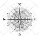 map of Eastern Europe with grid lines a old school compass and a feather tattoo design idea