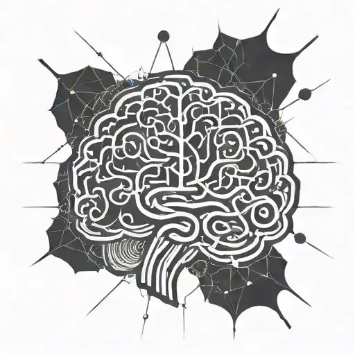 Illustration of a brain with neurons firing during exercise tattoo design idea