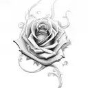 beauty and the beast rose tattoo design idea