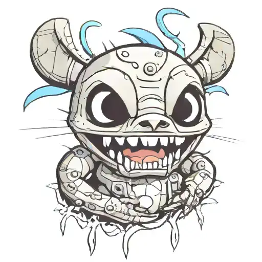 stitch chewing on the head of ger from invader zim  tattoo design idea