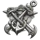 navy boatswain mate crossed anchors diagonally crossing eachother made of bone tattoo design idea