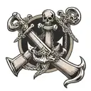 navy boatswain mate crossed anchors diagonally crossing eachother made of bone tattoo design idea