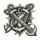 navy boatswain mate crossed anchors diagonally crossing eachother made of bone tattoo design idea