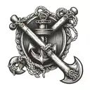 navy boatswain mate crossed anchors diagonally crossing eachother made of bone tattoo design idea
