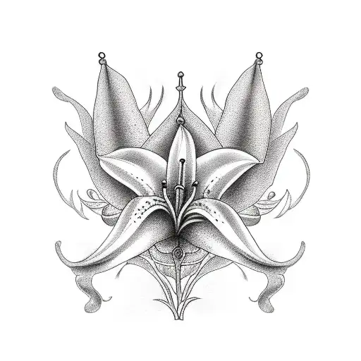 Lily and angel trumpet tattoo design idea