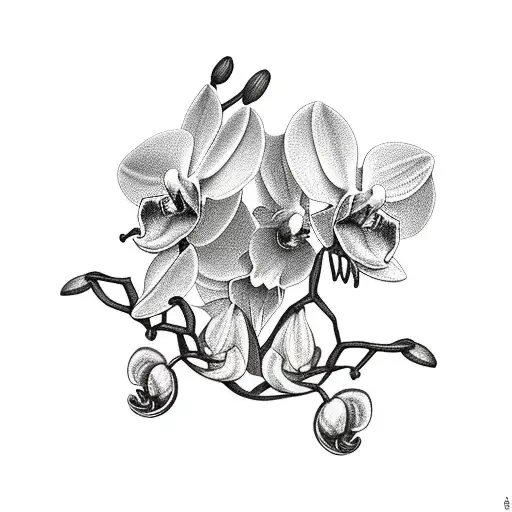 Orchid and angel trumpet tattoo design idea