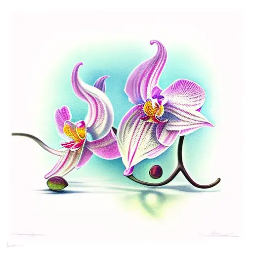 Orchid and angel trumpet tattoo design idea