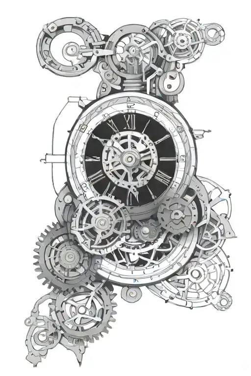 steins gate pocket watch mechanism intertwined tattoo design idea
