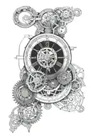 steins gate pocket watch mechanism intertwined tattoo design idea