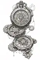 steins gate cracked pocket watch with gears and world lines tattoo design idea