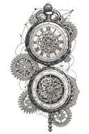 steins gate cracked pocket watch with gears and world lines tattoo design idea
