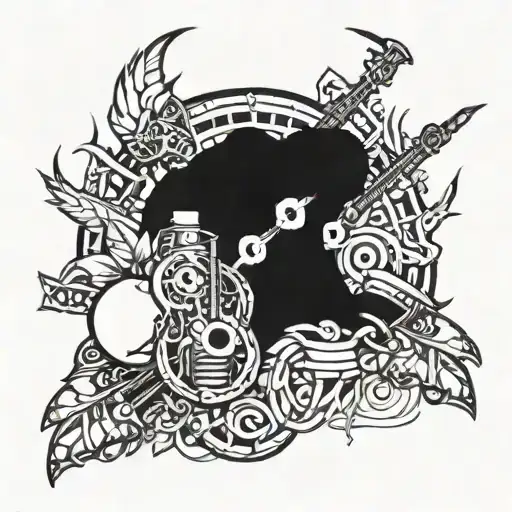 Combine elements of metal music and MMA in a tattoo design tattoo design idea
