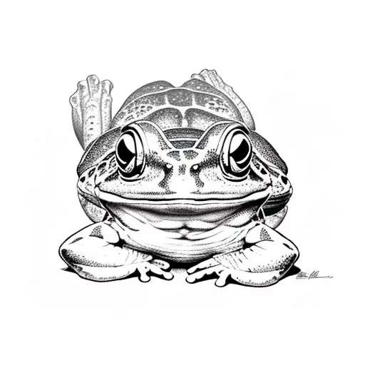  semi realistic fine line frog with some shading. tattoo design idea