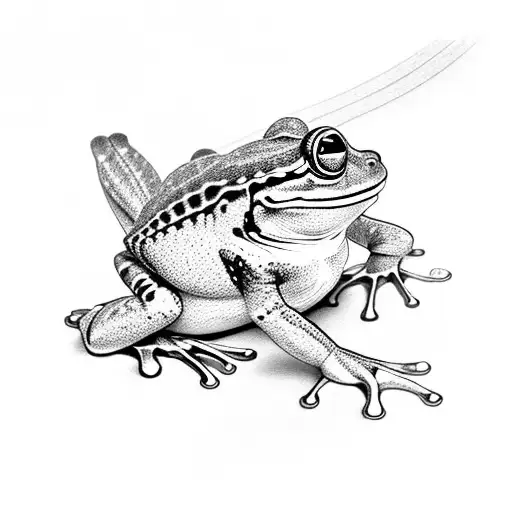  semi realistic fine line frog with some shading. tattoo design idea