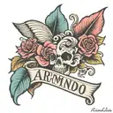 motherhood tattoo with baby name Armando tattoo design idea