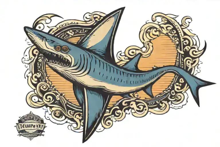 mako shark fin tattoo design idea