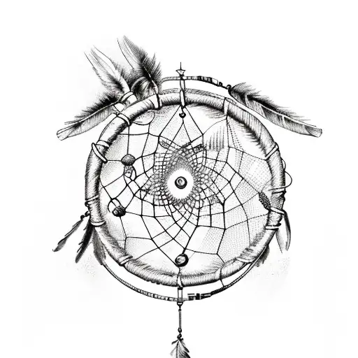 A sketch of a dreamcatcher with Philipp Sarah's name incorporated tattoo design idea