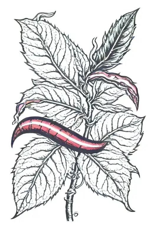 inch worm on a wandering jew leaf tattoo design idea