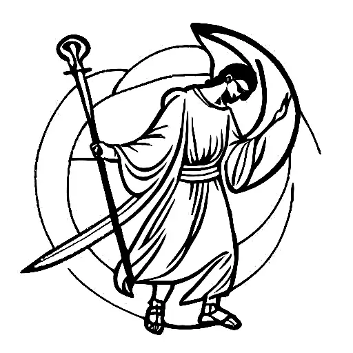 Saint gabriel holding a sword tattoo design idea