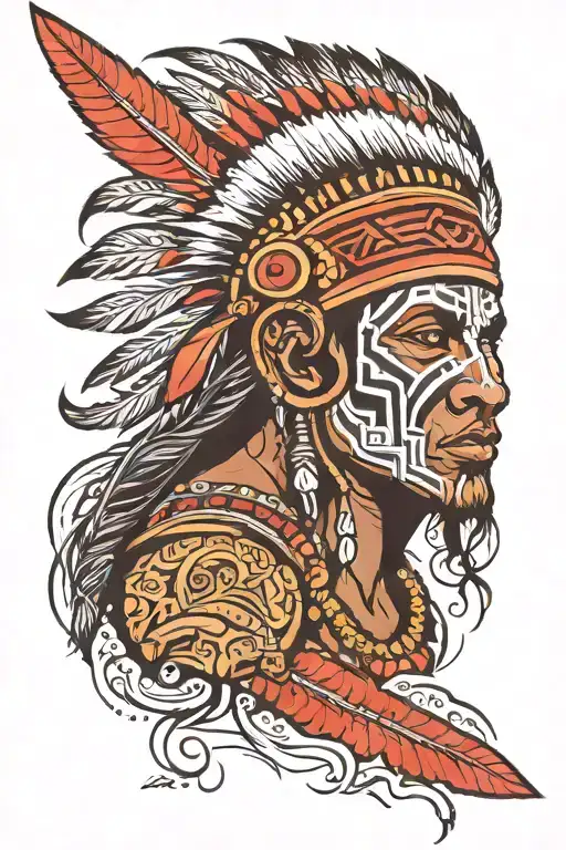 taino indian warrior tattoo design idea