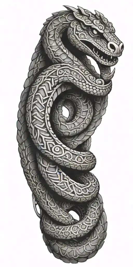 Aztec snake wrapped tattoo design idea