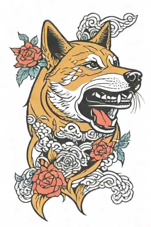 shiba inu japan head tattoo design idea