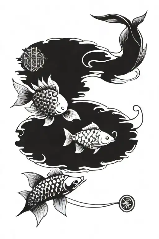 Sri yantra and koi fish tattoo design idea
