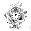 roses with clocks half sleeve tattoo design idea