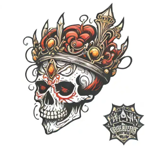 dead savage queen crown tattoo design idea
