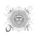 A tattoo design inspired by stoicism philosophy, incorporating symbols and quotes related to the philosophy tattoo design idea