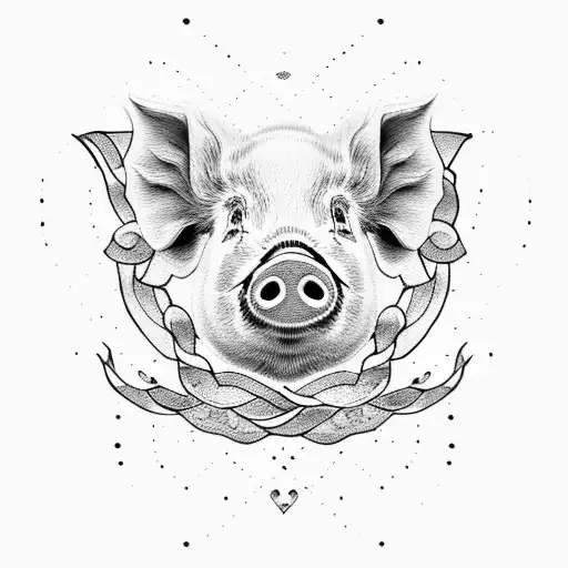GIRL WITH NOSE PIERCING AND PIG STYLE BRAID tattoo design idea