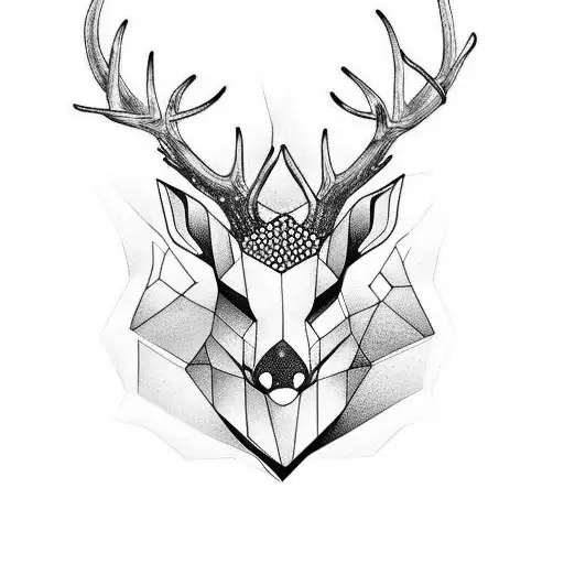 black forest turning into deer head scull tattoo design idea