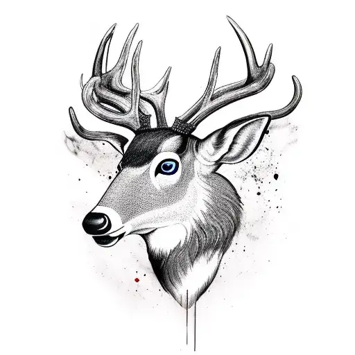 black forest turning into deer head scull tattoo design idea