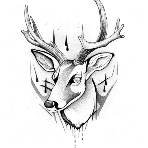 black forest turning into deer head scull tattoo design idea