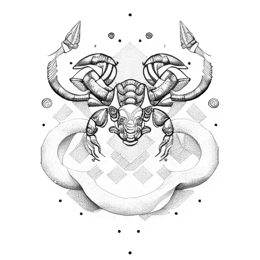 3 signs of zodiac combination - libra, aries and scorpion tattoo design idea