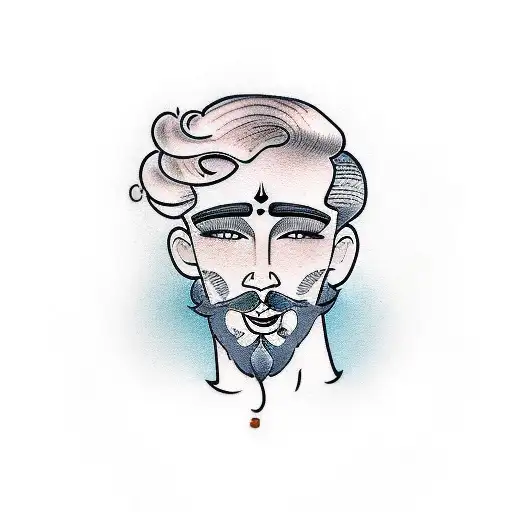 man with blond curls tattoo design idea