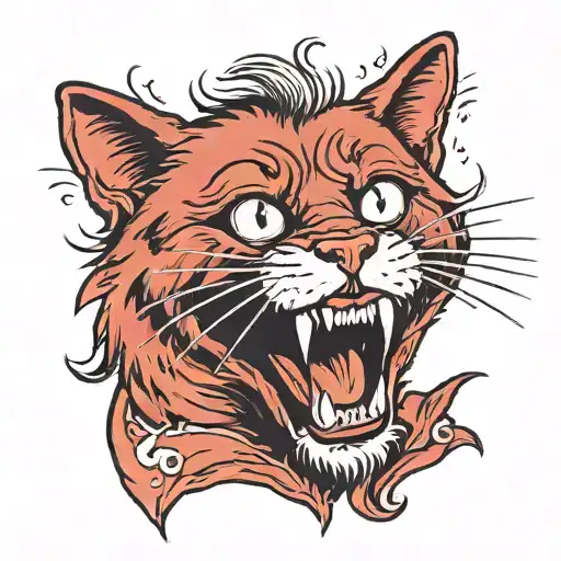 red cat with an open mouth like in the photo of Einstein радостный tattoo design idea