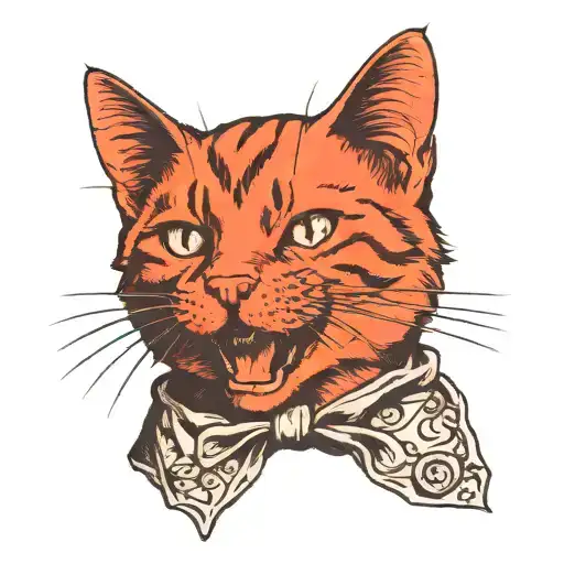 red cat with an open mouth like in the photo of Einstein tattoo design idea