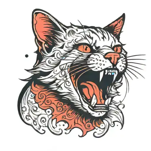 red cat with an open mouth like in the photo of Einstein tattoo design idea