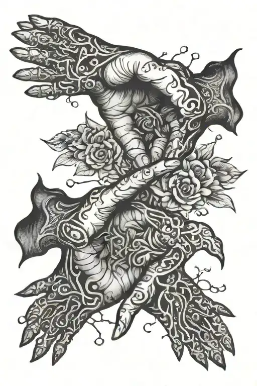 two hands reaching tattoo design idea