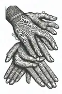 two hands reaching tattoo design idea