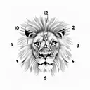 lion clock bird tattoo design idea