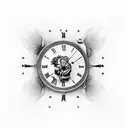 lion clock bird tattoo design idea